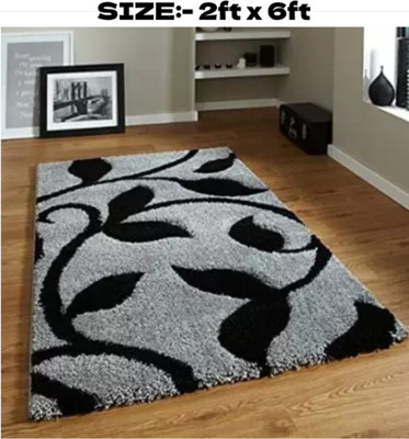 RM Handloom Grey Polyester Carpet(2 cm,  X 6 cm, Rectangle)