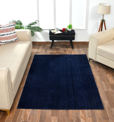RM Handloom Dark Blue Polyester Carpet(6 ft,  X 4 ft, Rectangle)