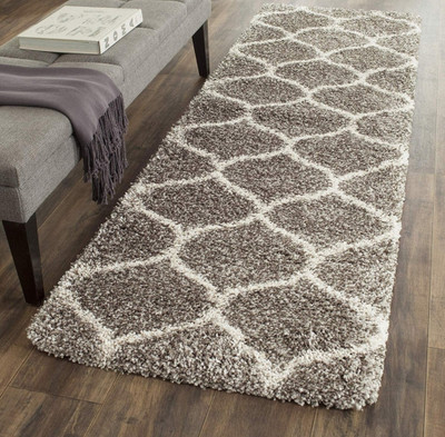 RM Handloom Silver, White Polyester Runner(5 cm,  X 2 cm, Rectangle)