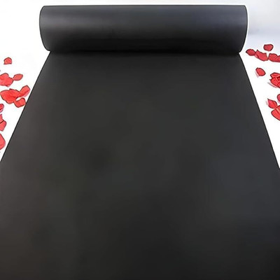 Kavi Handloom 152.4 cm  X 762 cm Polyester Carpet(Rectangle, Black)