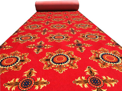 BhCarpets Red Synthetic Carpet(5 ft,  X 10 ft, Rectangle)