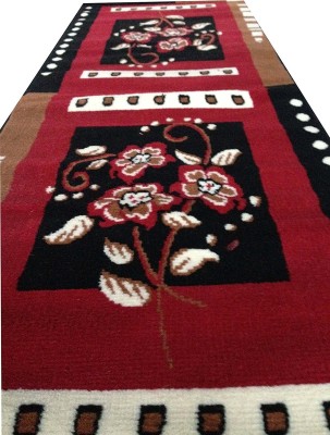 BhCarpet Red, Black Acrylic Runner(1 ft,  X 5 ft, Rectangle)