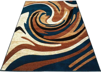 Ra handloom carpet Blue Silk Carpet(5 cm,  X 7 cm, Rectangle)