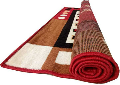Samjeeda Handloom carpets Red Acrylic Carpet(5 cm,  X 7 cm, Rectangle)