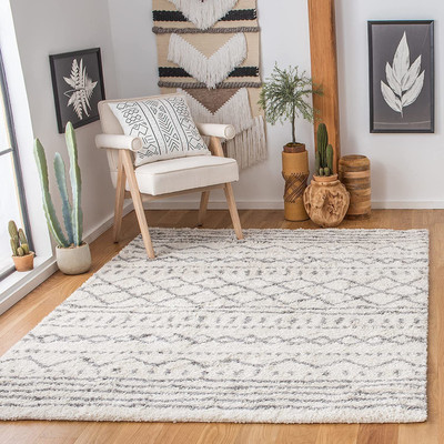 RM Handloom Grey Polyester Carpet(5 ft,  X 3 ft, Rectangle)