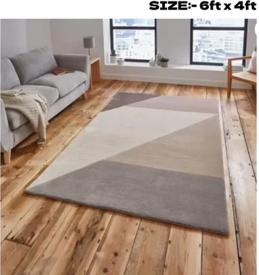 RM Handloom Multicolor Polyester Carpet(6 ft,  X 4 ft, Rectangle)
