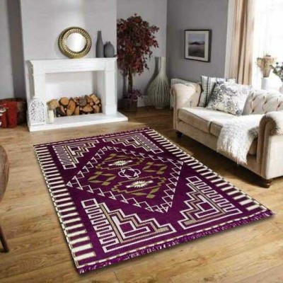 Home Desirica Purple Cotton Carpet(4 ft,  X 7 ft, Rectangle)