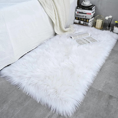 4MYL White Wool Area Rug(60 cm,  X 90 cm, Rectangle)