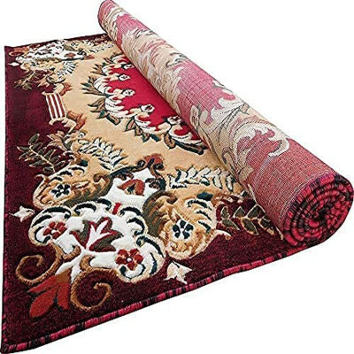 R CARPETS Red Silk Carpet(5 ft,  X 7 ft, Rectangle)
