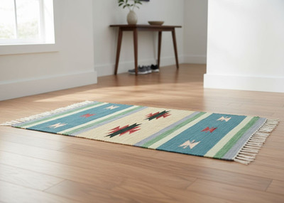 ROYALTHREAD Multicolor Cotton, Wool Dhurrie(60 cm,  X 93 cm, Rectangle)