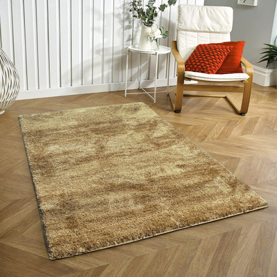 Ra handloom carpet Gold Polyester Carpet(120 cm,  X 180 cm, Rectangle)