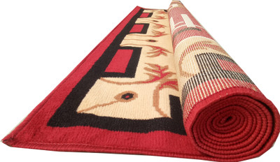 Shag Weaving Red Acrylic Carpet(6 ft,  X 8 ft, Rectangle)