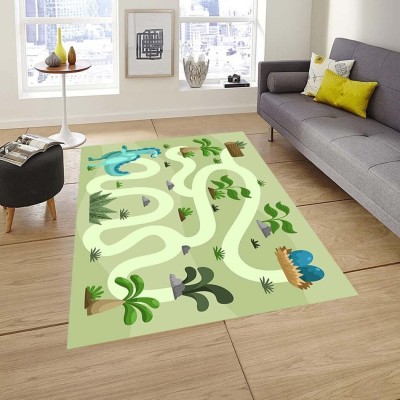 Sparrow world Green Velvet Carpet(122 cm,  X 183 cm, Square)