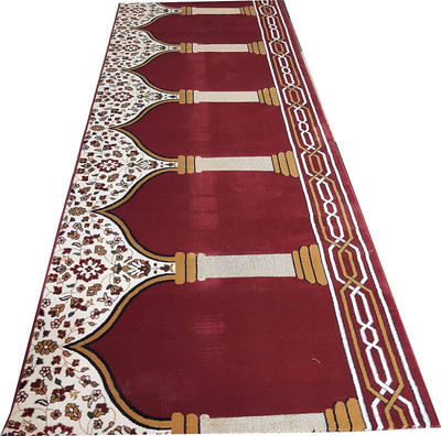 AyanCarpets Red, White Acrylic Carpet(4 ft,  X 10 ft, Rectangle)