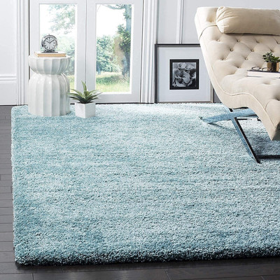 Acarpet Light Blue Polyester Carpet(150 cm,  X 210 cm, Rectangle)