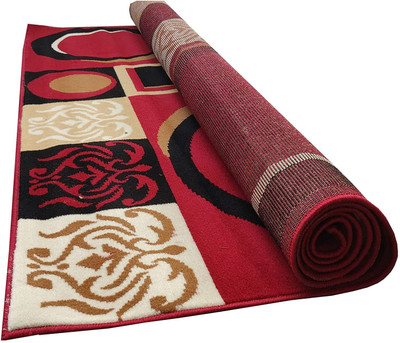 HANIFA CARPET HUB Red Acrylic Carpet(91 cm,  X 152 cm, Rectangle)