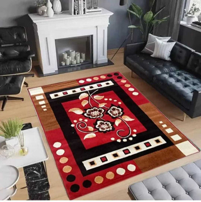 KAYNAT CARPET Red Acrylic Carpet(6 cm,  X 8 cm, Rectangle)