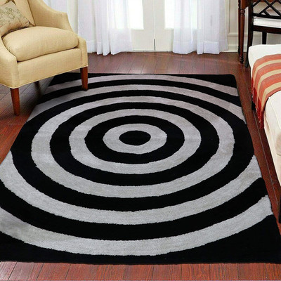 The Home Talk Black Polyester Carpet(1 ft,  X 1 ft, Rectangle)