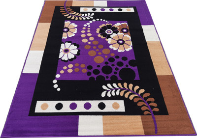 Shag Weaving Purple Acrylic Carpet(5 ft,  X 7 ft, Rectangle)
