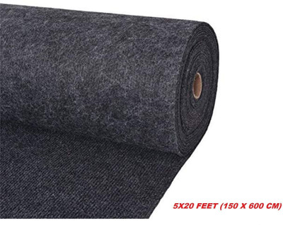 KAYNAT CARPET 5 Feet  X 20 Feet Nylon Carpet(Rectangle, Grey, Black)