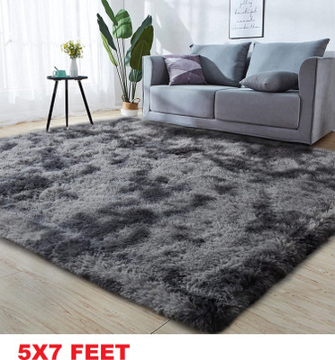 KAYNAT CARPET Black Polyester Carpet(150 cm,  X 210 cm, Rectangle)