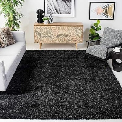 aaho decor Black Cotton Area Rug(152 cm,  X 213 cm, Rectangle)