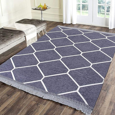 RADECOR Grey Chenille, Velvet Carpet(152 cm,  X 213 cm, Rectangle)