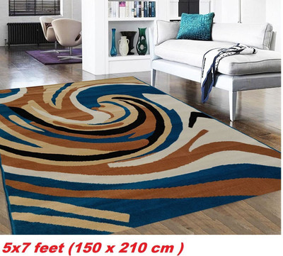 KAYNAT CARPET Blue Acrylic Carpet(5 Feet,  X 7 Feet, Rectangle)