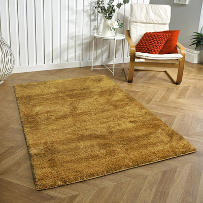 Ra handloom carpet Gold Polyester Carpet(120 cm,  X 180 cm, Rectangle)