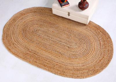 AIESY Beige Jute Area Rug(2 ft,  X 3 ft, Oval)