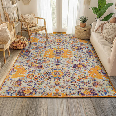 STATUS Multicolor Polyester Carpet(4 ft,  X 6 ft, Rectangle)