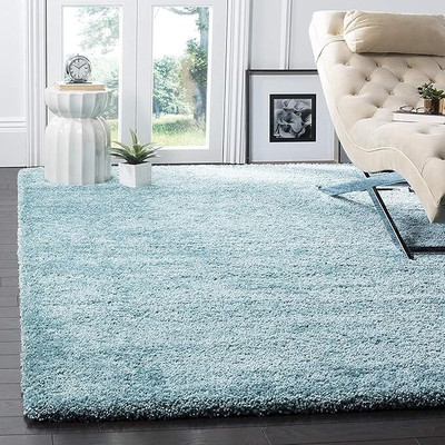 Kaynat Light Blue Polyester Carpet(120 cm,  X 180 cm, Rectangle)