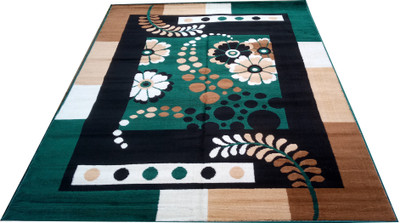 Shag Weaving Green Acrylic Carpet(5 ft,  X 7 ft, Rectangle)