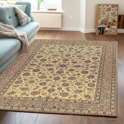 Ishro Home Beige Polyester Carpet(92 cm,  X 153 cm, Rectangle)
