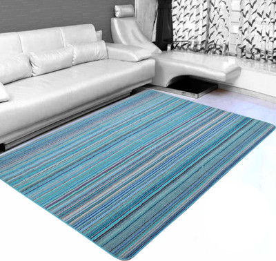 Saral Home Blue Polyester Carpet(120 cm,  X 180 cm, Rectangle)