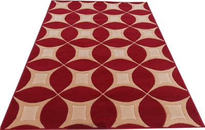 Shag Weaving Red Polypropylene Carpet(6 ft,  X 8 ft, Rectangle)