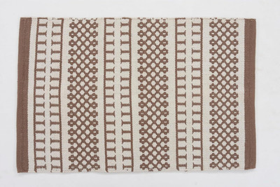 UB Home and Decor Brown, White Cotton Area Rug(60 cm,  X 90 cm, Rectangle)