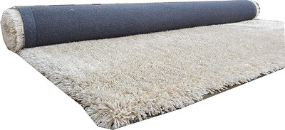 R CARPETS White Wool Carpet(4 ft,  X 6 ft, Rectangle)