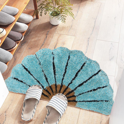 KALYAN GLOBAL Blue Polyester Area Rug(2 cm,  X 2 cm, Circle)