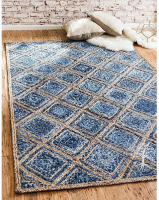 S.K Textile Beige Jute Area Rug(120 cm,  X 120 cm, Rectangle)