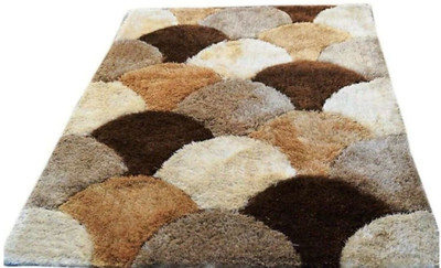 SR Handloom Brown Polyester Carpet(4 ft,  X 6 ft, Rectangle)