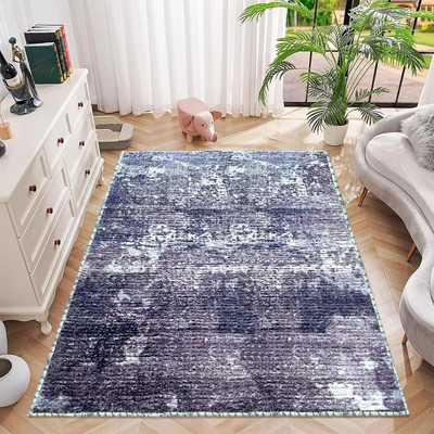 Ra handloom carpet Blue Polyester Carpet(120 cm,  X 180 cm, Rectangle)