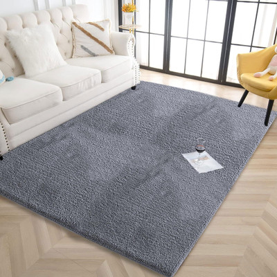 Acarpet Grey Polyester Carpet(90 cm,  X 150 cm, Rectangle)