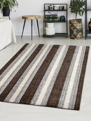 Saral Home 180 cm  X 270 cm Polyester Carpet(Rectangle, Brown, White)