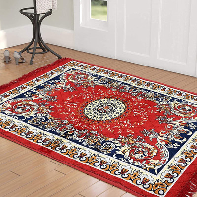 RUSTIC LINEN Maroon Velvet Area Rug(72 cm,  X 122 cm, Rectangle)