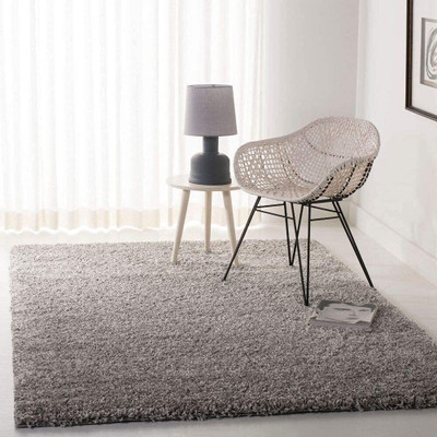 Shaggy Expert Silver Wool Area Rug(5 ft,  X 3 ft, Rectangle)