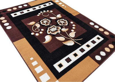 Samjeeda Handloom carpets Brown Polyester Carpet(5 cm,  X 7 cm, Rectangle)