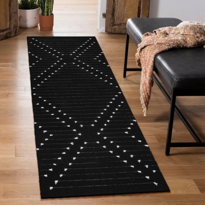 FIESTA FAB Black Cotton Carpet(60.96 cm,  X 152.4 cm, Rectangle)