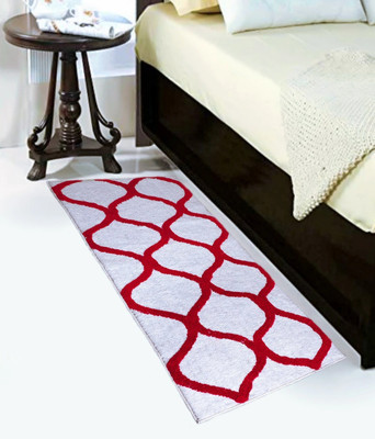 Woolpik White Polyester Carpet(2 cm,  X 8 cm, Rectangle)