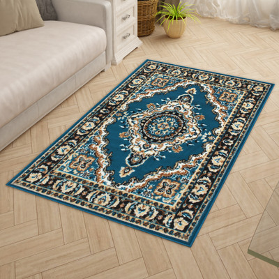 Story@home Light Blue Polyester Carpet(3 ft,  X 5 ft, Rectangle)